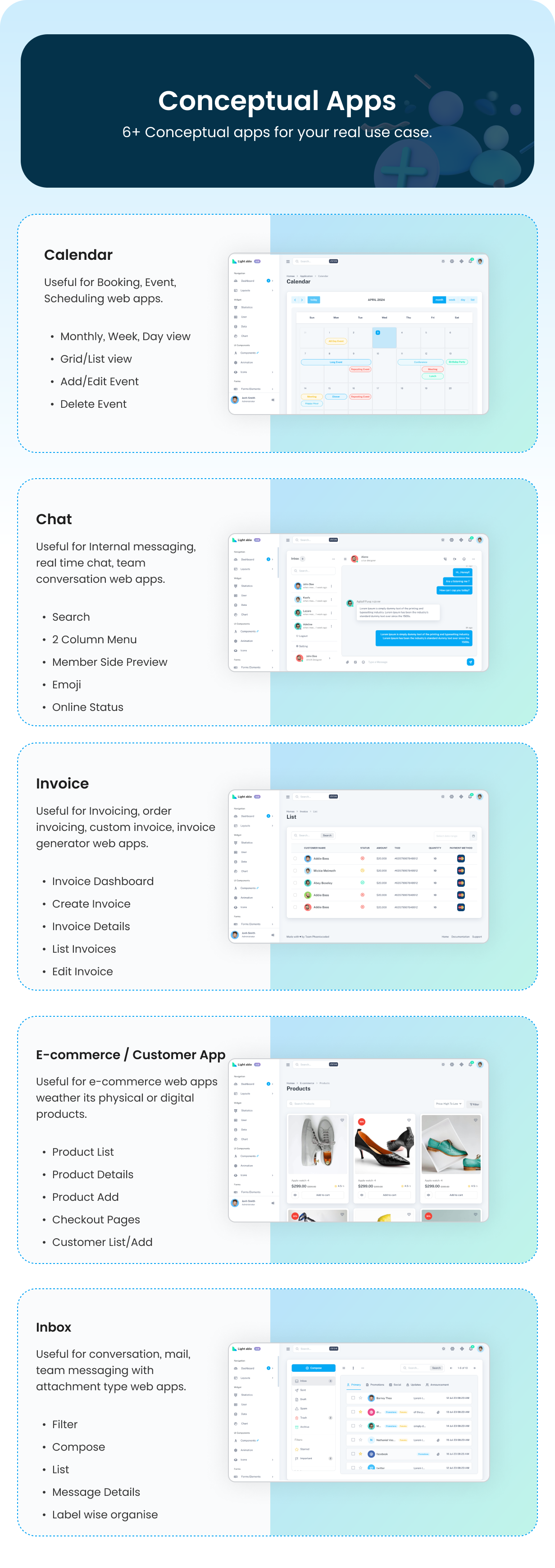 Light Able Admin & Dashboard Template - 7